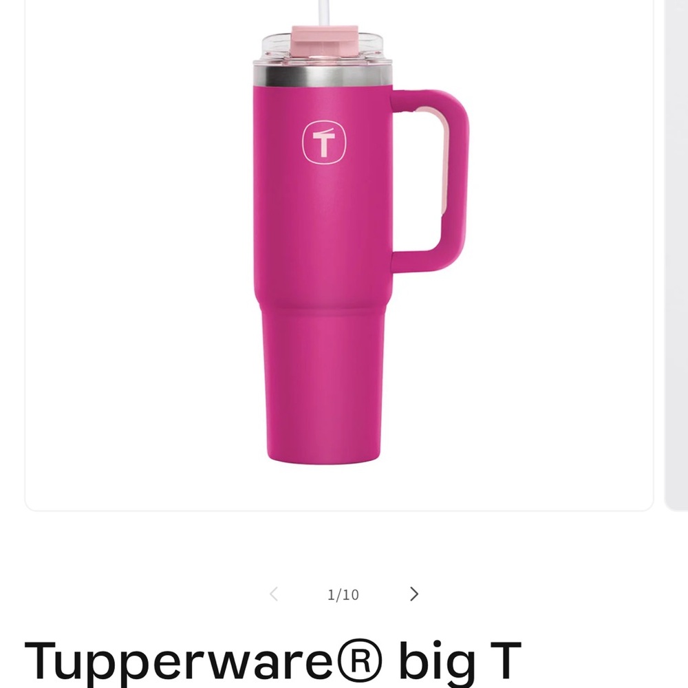 Tupperware Pink and Yellow Insulated Mug